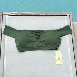 NWT GURIA Beachwear Off the Shoulder Top - Olive